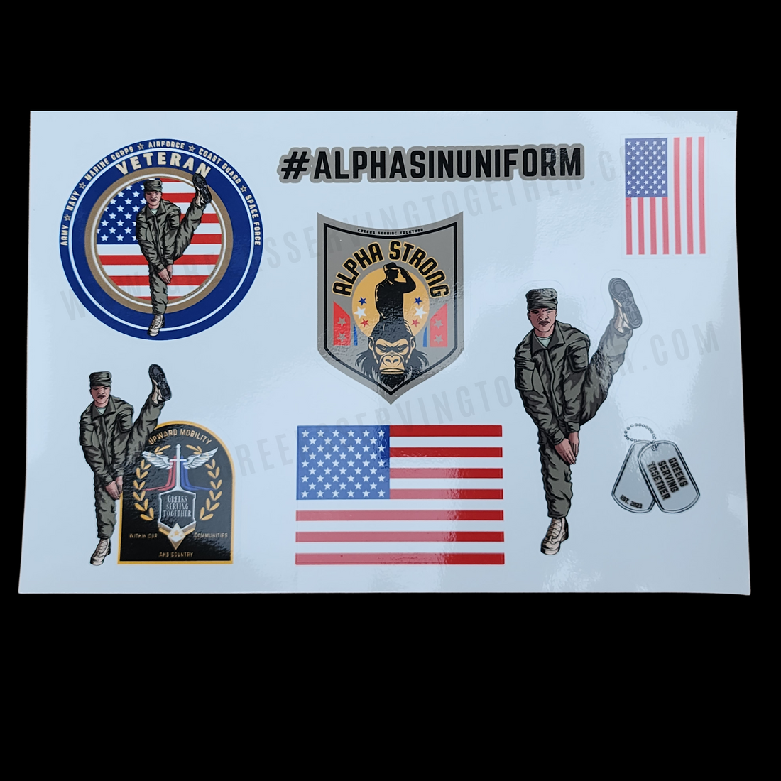Alpha Military Sticker Sheet – Greeks Serving Together